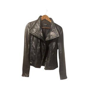 Danier Leather Women's Black Coat Jacket Size XS with Zippered Sleeve and Pocket